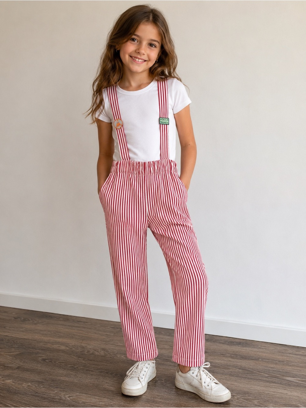 NWT The Sunday Collective Red and White Striped Overalls
